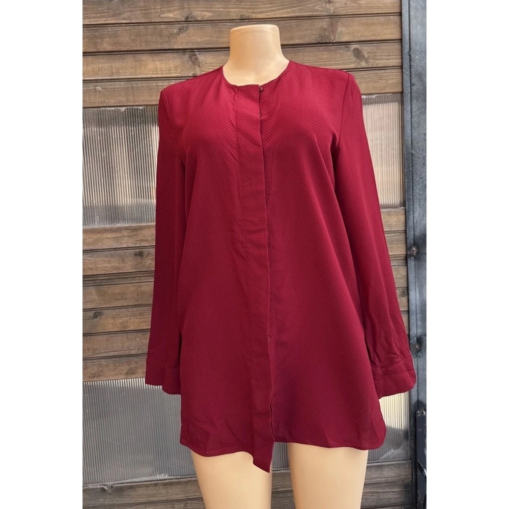 COS Relaxed Camp Collar Button Down Shirt Abstract Red Size 6